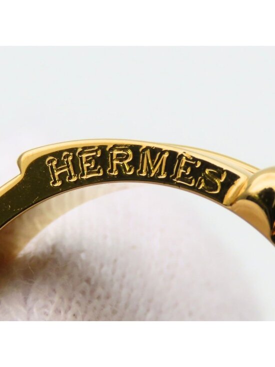 Hermes Scarf Ring Ceinture Metal Gold Belt Motif main image 7